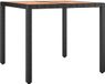 vidaXL Tuintafel met houten blad, polyratan en acaciahout, zwart