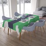 Bonamaison Tafelkleed, Anti-Mold, Sneldrogend, Waterdicht, 100% Polyester Tafellaken, Petroleum Groen, Wit, 140 x 200 Cm