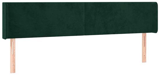 vidaXL Hoofdbord met randen 163x16x78/88 cm fluweel donkergroen