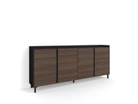 Maisons du Monde Buffet 207x35x91cm effet bois de chêne foncé et noir avec pieds