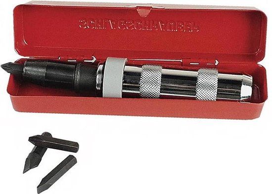 Brüder Mannesmann Slagschroevendraaier met bits in cassette - Grijs