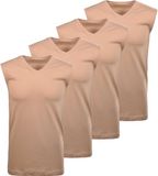 Ragman Onderhemd Verpakking van 4 Beige V-hals Mouwloos Slim fit Katoen Maat S