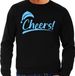 Bellatio Decorations Foute Kersttrui/sweater voor heren - cheers! - zwart - glitter blauw - kerstfeest XL