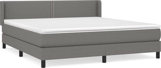 vidaXL Boxspring met matras stof donkergrijs 180x200 cm