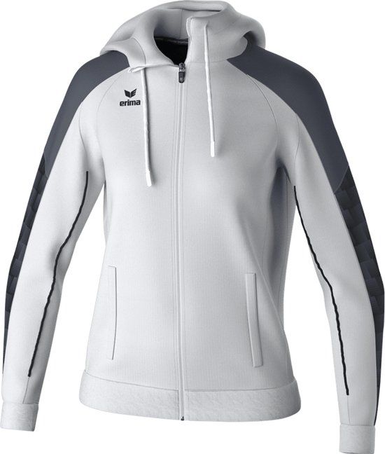 Erima Evo Star Trainingsjack Met Capuchon Dames - Wit / Zwart - Maat 42