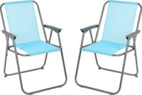 Sunnydays Chaise de camping/plage - 2x - aluminium - pliable - Bleu