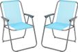Sunnydays Picnic camping/strand stoel - 2x - aluminium - inklapbaar - blauw