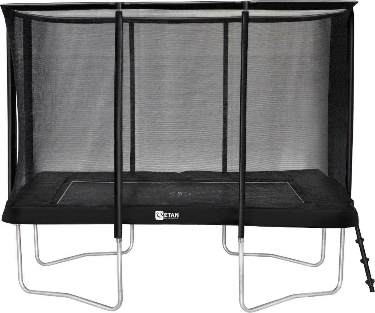 Etan Premium Trampoline Combi - 310 x 232 cm / 1075ft - Zwart - Rechthoekig - Incl. Veiligheidsnet & Ladder - UV-bestendig Randkussen