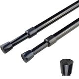 2 AIJIEGUANG Set van 2 uittrekbare gordijnroedes met veer, 71,1 tot 109,2 cm, voor keuken, badkamer, raam, huis, zwart
