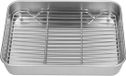 Poêle à rôtir sans marque avec grille et couvercle en acier inoxydable pour rôtir et braiser