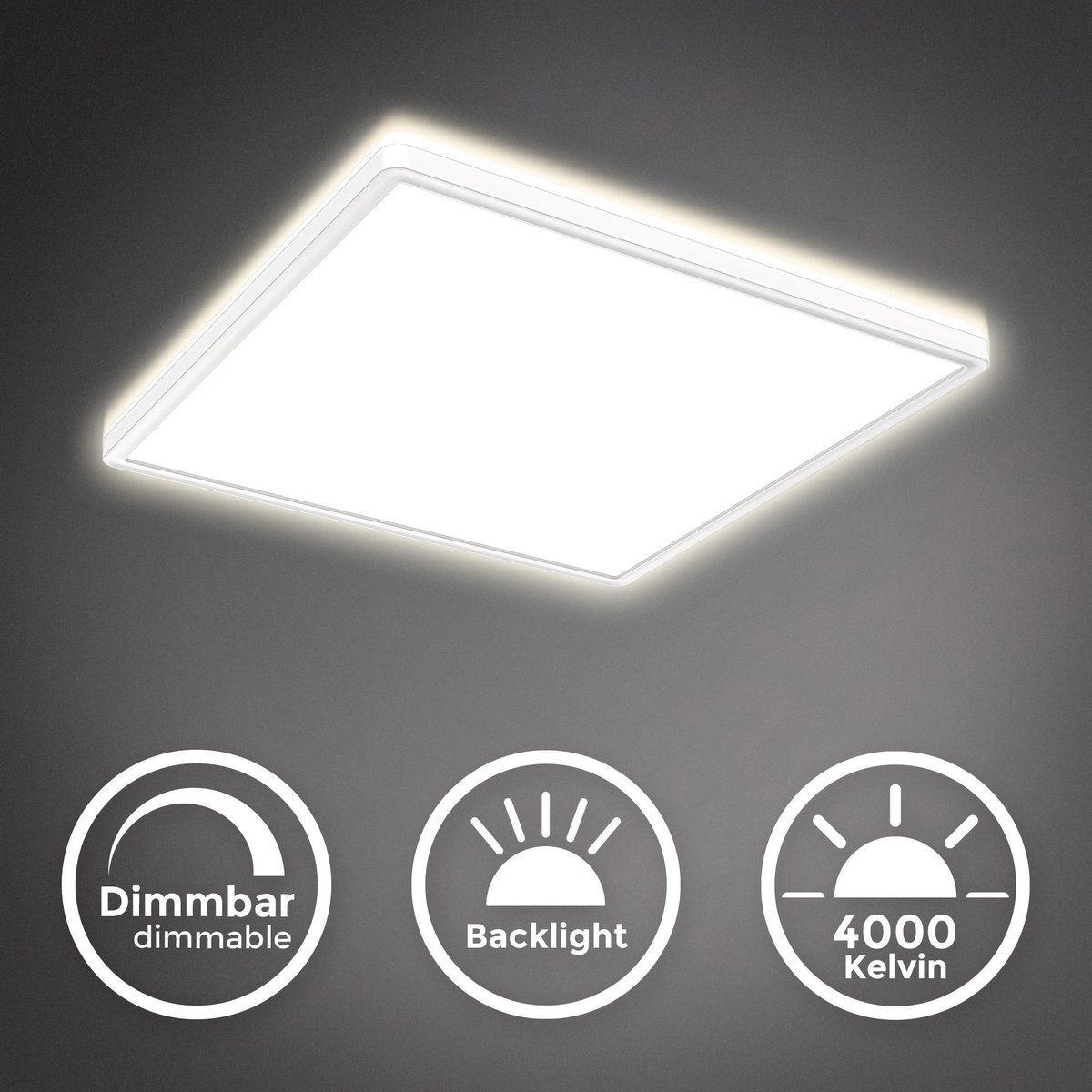 B.K.Licht LED Paneel Plafondlamp - Dimbaar - 42x42cm - 4000K - 3000Lm - 22W