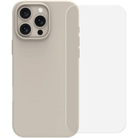 BlueBuilt Back Cover iPhone 16 Pro Max Beige + Screenprotector Glas