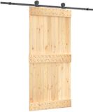 vidaXL Schuifdeur Naturel en Zwart 95 x 210 cm Massief Pine Hout