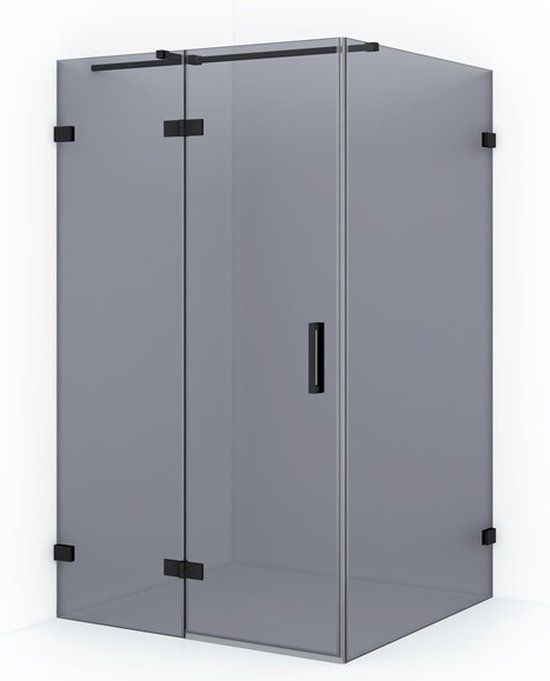 Maxaro Douchecabine Diamond 120x100cm 8mm Rookglas Veiligheidsglas Mat Zwart