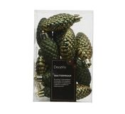Decoris Dennenappel kunststof L9b5h14 cm groen 12 st Shatterproof