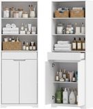HOMCOM Badkamerkast (vloermodel) - Spaanplaat, MDF - 60 x 30 x 171 cm - Wit