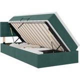 Maison Exclusive Lit de luxe avec tête de lit et espace de rangement, couleur vert foncé, dimensions 100 x 200 cm, revêtement en velours