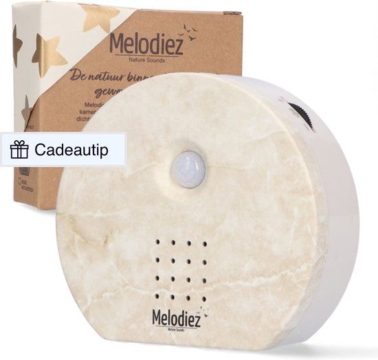 Melodiez Vogelhuisje Met Geluid - Natuursteen - 9 cm Diameter - Vogelgeluiden Huisje Met Sensor