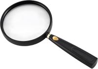 Loupe sans marque - Loupe à main - Loupe 5x - Diamètre 90 mm - Anti-reflet - Solide et incassable - Poignée antidérapante - Loupe pour personnes âgées pour lire le journal et observation de loisirs pour enfants - Noir