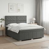 vidaXL Boxspringbed met matras Donkergrijs 180 x 200 cm Stof