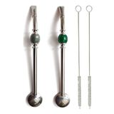 GAUCHO CEBAR Yerba Mate roestvrijstalen rietjes, set van 2 hoogwaardige kwaliteit, met afneembare kopfilter, twee reinigingsborstels inbegrepen, 22 cm lang