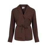 ROUGE EDIT blouse met ceintuur - donkerbruin