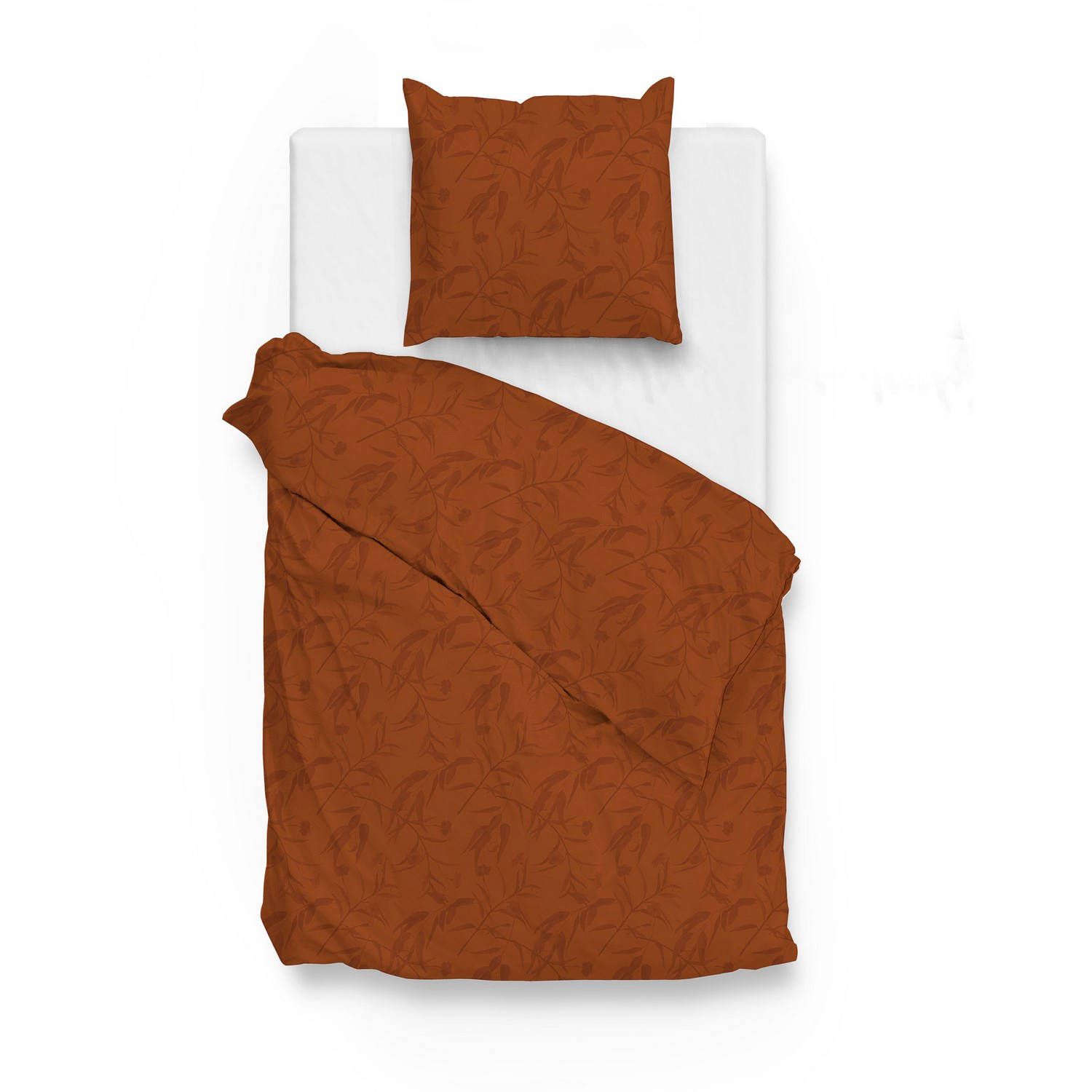 Zo!Home dekbedovertrekset katoen satijn fiori di - copper orange 140x200/220cm