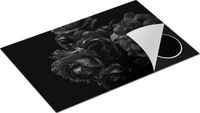 Chefcare Inductie Beschermer Rode Bloemen 80x55cm - Zwart Wit - Inductie Mat