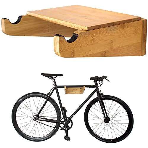 COR Surf Fiets Wall Mount - COR Indoor Fietsenrek | Bamboe fietsenrek opslag met verwijderbare plank