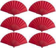 Merkloos Spaanse Handwaaier - 10 stuks - Rood - 23 x 43 cm