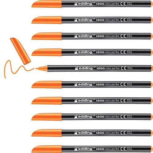 Edding E-1200 10 viltstiften, ronde punt, 0,5 tot 1 mm fluorescerend oranje