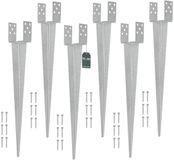 KOTARBAU® 6 Stuks Grondanker, Paalhouder, 0-120 mm, Verzinkt Staal, 70 cm, Zilver, Verstelbare Paalhouder