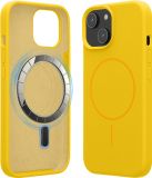 kwmobile Telefoonhoesje voor Apple iPhone 15 - Hoes met siliconen randen en magnetische achterkant compatibel met MagSafe, in stralend geel