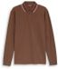 Tom Tailor - Piqué-poloshirt met lange mouwen en logo-print - Maat XXXL - brown dark green two tone