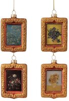 Kunsttegeltje.nl - Kerstballenset van 4 - Bloemen - Glas - Bloemen - Inclusief hangers