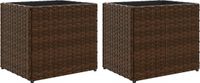 vidaXL Plantenbakken 2 stuks 36x30x32 cm polyrattan bruin