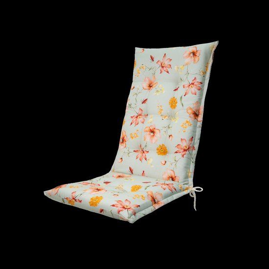 Madison Florina Orange Gebloemd Tuinstoelkussen Hoge Rug 123x50cm Polyester/Katoen