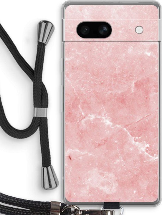 Case Company® - Google Pixel 7A Hoesje met Koord - Roze marmer - Back Cover
