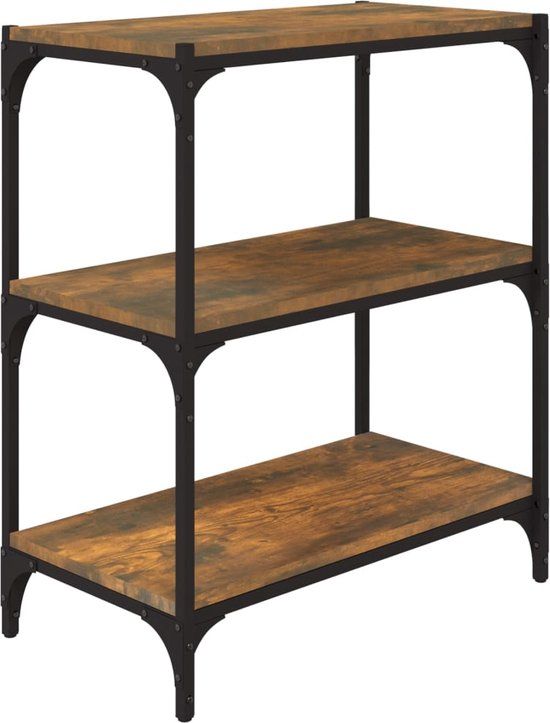 vidaXL Boekenkast 60x33x70,5 cm bewerkt hout en staal gerookt eiken