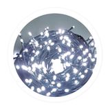Klassieke 20 m lange lichtketting met 200 witte leds, 8 functies, IP44, ideaal voor binnen- en buitendecoratie.