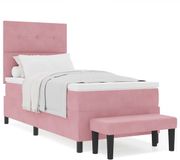 vidaXL Boxspringbed met kussen Roze 190 x 90 cm Fluweel
