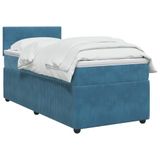 vidaXL Lit boxspring avec matelas Bleu 90 x 190 cm Velours
