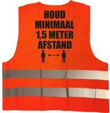 Bellatio Decorations Shoppartners Bv Houd 1,5 meter afstand pictogram vest / hesje - oranje met reflecterende strepen - volwassenen - veiligheidsvest werkkleding - RIVM regels/richtlijnen - flatten the curve / stay safe