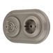 SET PR1 Prise encastrable en porcelaine, style rétro, bouton-poussoir, 2 postes, gris beige
