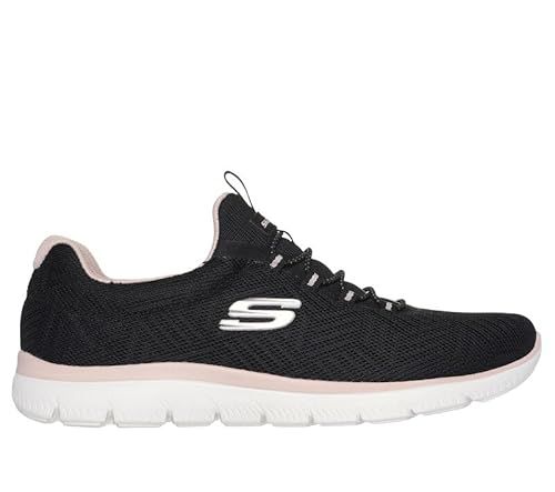 Skechers dames Summits Artistry Chic Trainers, Black Mesh/Light Pink Trim, 35 EU
