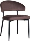 LABEL51 Eetkamerstoel Bliss - Taupe - Velvet - Zwart Metalen Frame