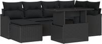 vidaXL Tuinbank - Set - 7 - st - Zwart - Poly - rattan