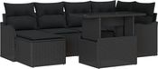 vidaXL Tuinbank - Set - 7 - st - Zwart - Poly - rattan