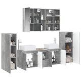 vidaXL Badkamermeubelset 6 st Betongrijs Bewerkt hout en glas