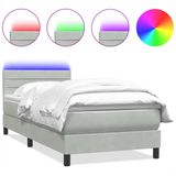 vidaXL Boxspringbed met matras en LED-verlichting, lichtgrijs, 80x220 cm, fluweel